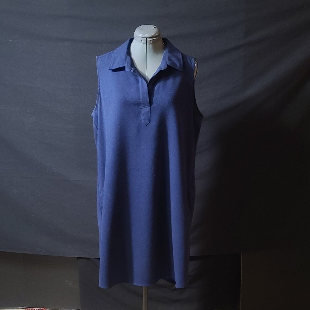 Navy Blue Knee-Length sleeveless Dress By Sharagano Size 14